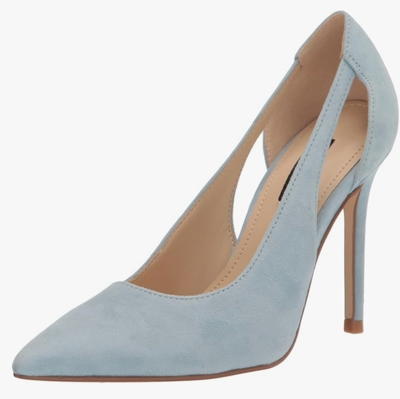 Nine West Shoes - Nine West light blue suede‎ look cutout Favon pump heels size 12 brand new